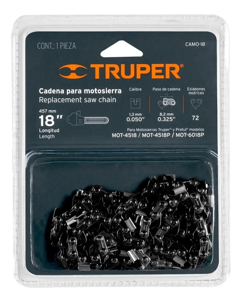 CADENA PARA MOTOSIERRA 18", PASO 0.325", 0.050" DE ESPESOR, 72 ESLABONES