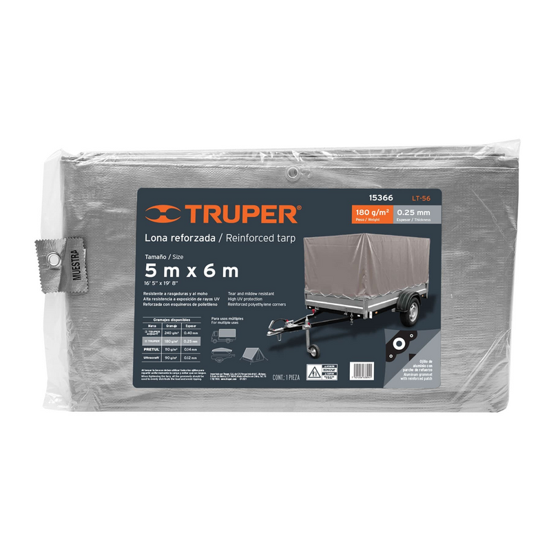 LONA GRIS REFORZADA 5 X 6 M TRUPER