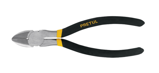Pinza de corte diagonal 6" con mordazas metálicas y mangos negros PRETUL