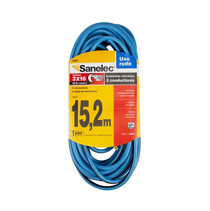 EXTENSION ELECTRICA DE 15.2 MTS, CAL. 16/3, DE USO RUDO