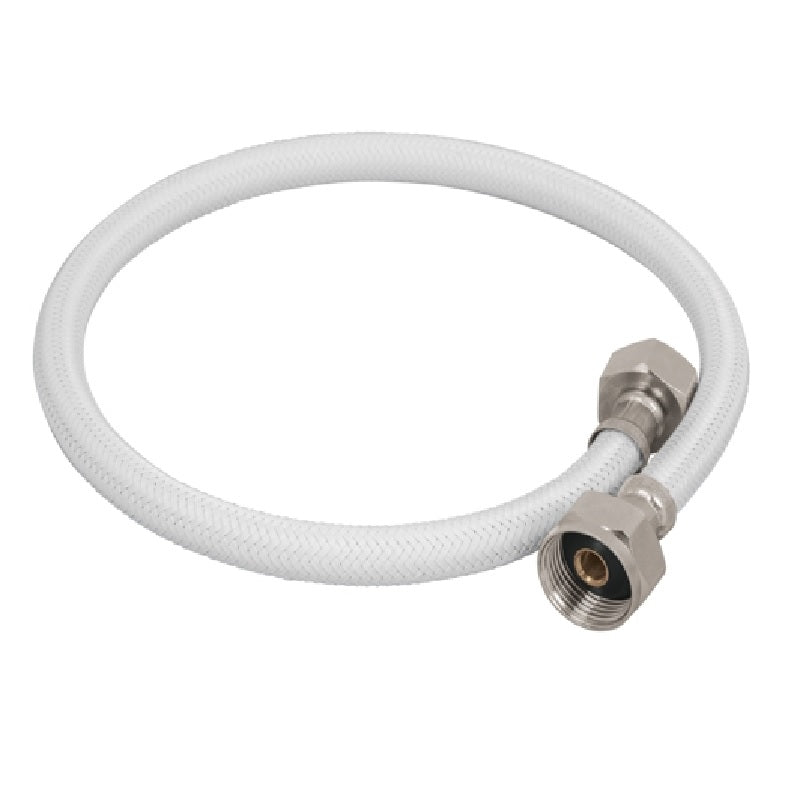 MANGUERA PARA WC, 50 cm, 1/2"X7/8", TRENZADO DE VINILO BLANCO