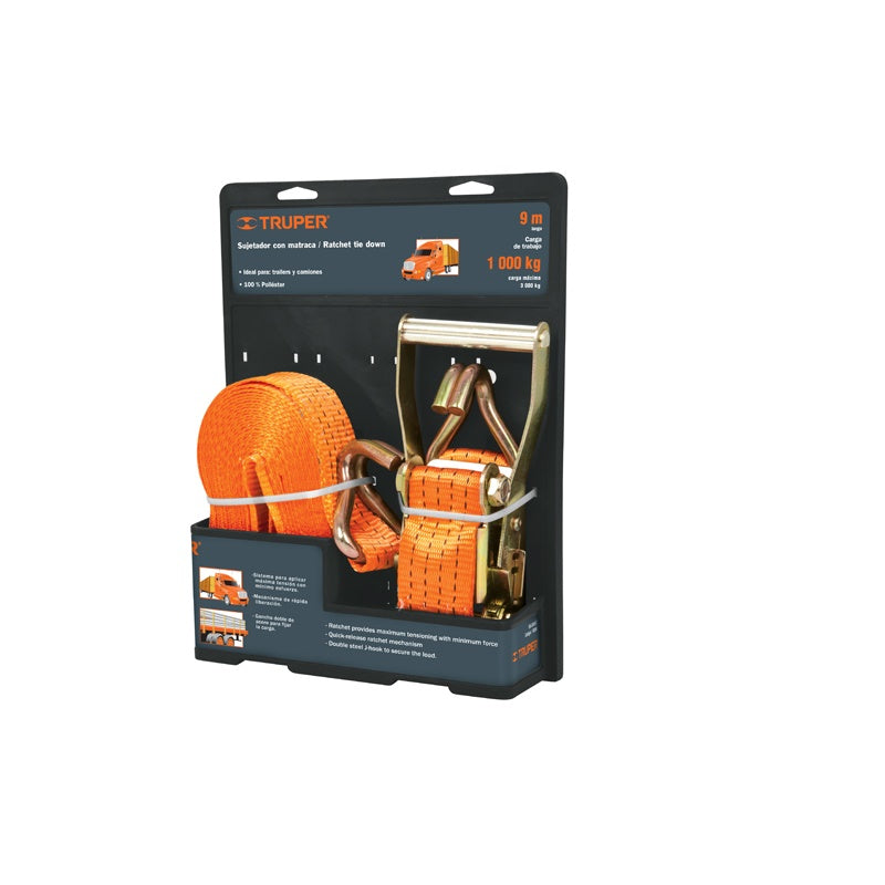 BANDAS CON MATRACA, CARGA MAXIMA 5000 KG" 2" X9 MTS