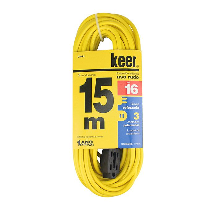 EXTENSION ELECTRICA DE 15 MTS, CAL. 16, KEER USO RUDO