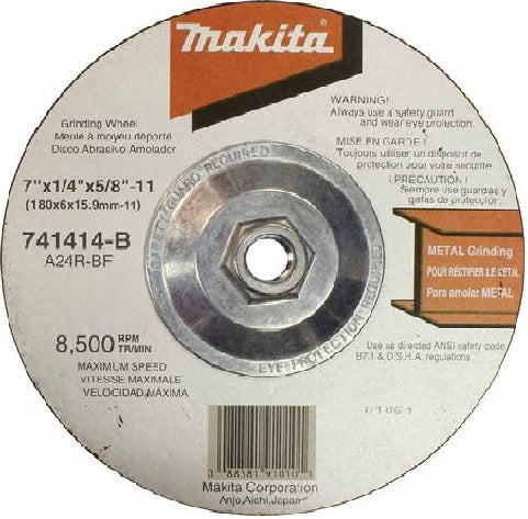 DISCO DE DESBASTE 7" X 1/4" X 5/8-11H, METAL, MAKITA (C/ADAPTADOR)