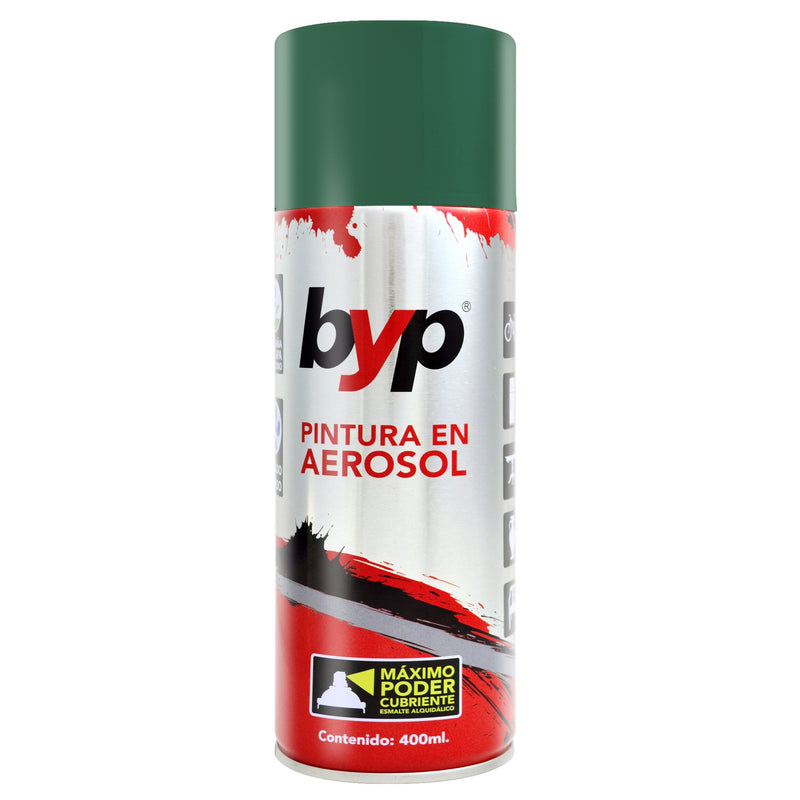 PINTURA EN AEROSOL, COLOR VERDE OSCURO, 400 ml, BYP