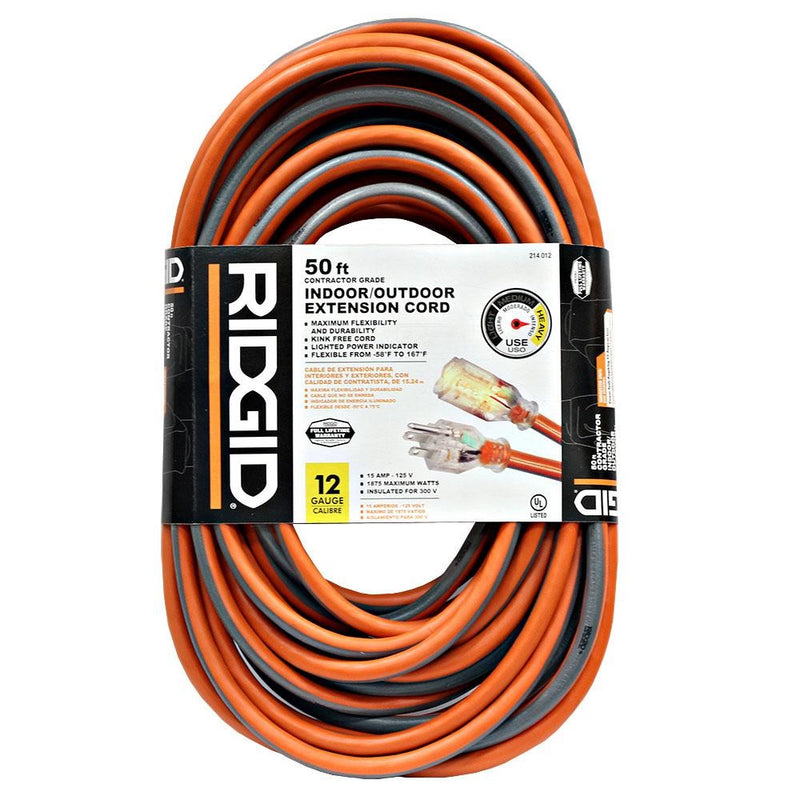 EXTENSION ELECTRICA DE 15.24 MTS, 50 FT, CAL. 12/3 RIDGID