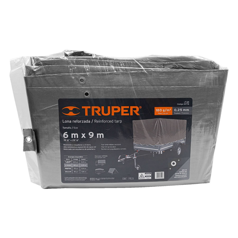 LONA GRIS REFORZADA 6 X 9 M TRUPER