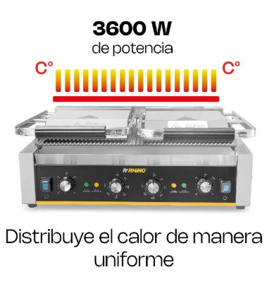 PLANCHA PANINI 3600 W  50° a 300° C RHINO