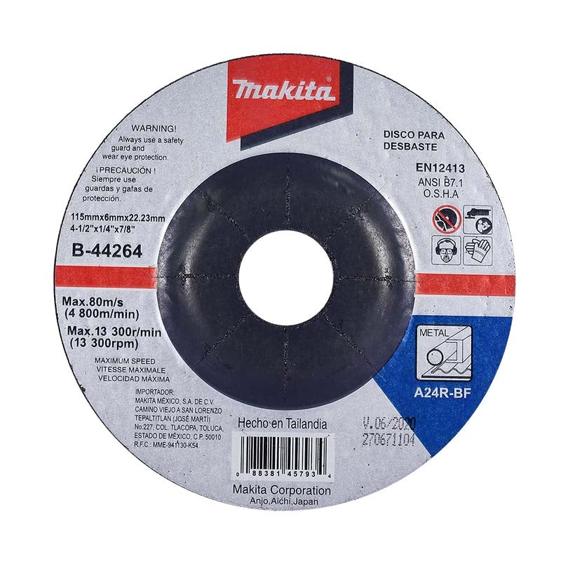 DISCO DE DESBASTE 4-1/2" X 1/4" X 7/8", METAL, MAKITA