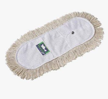 Funda para mop de algodón 90 cm, base gris clara y flecos beige