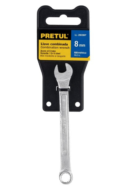 LLAVE COMBINADA MILIMETRICA 8 mm X 120 mm DE LARGO PRETUL