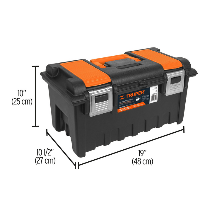 CAJA PARA HERRAMIENTA 19' C/COMPARTIMENTOS Y BROCHES METALICOS