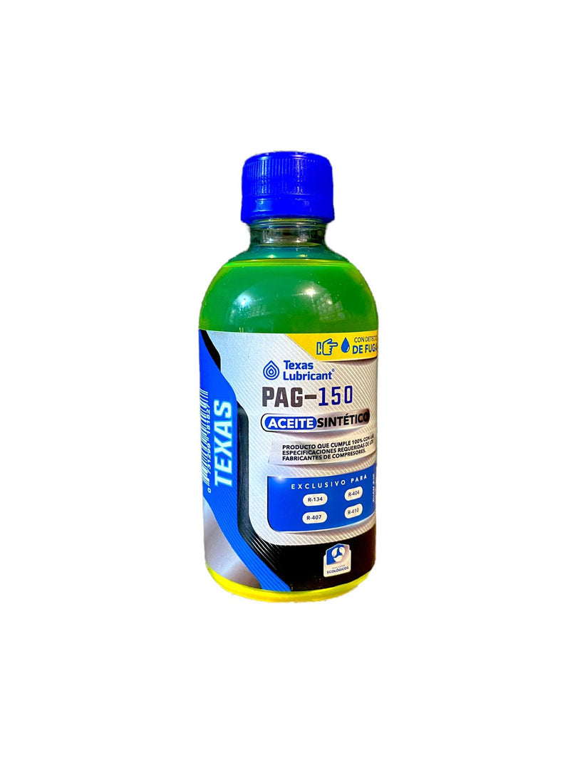 ACEITE PARA AIRE ACONDICIONADO TEXAS PAG 150DF DETECTOR DE FUGAS DE 8 oz