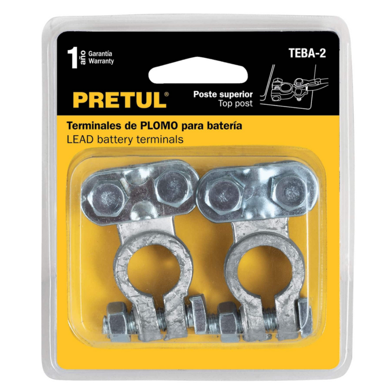 JUEGO DE TERMINALES PARA BATERIA  POSTE SUPERIOR PLOMO