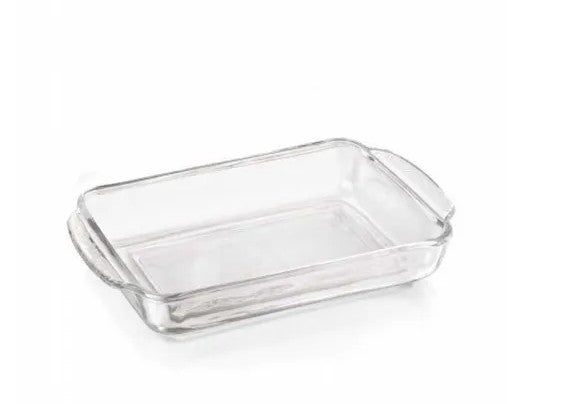 Refractario rectangular de vidrio transparente con esquinas redondeadas