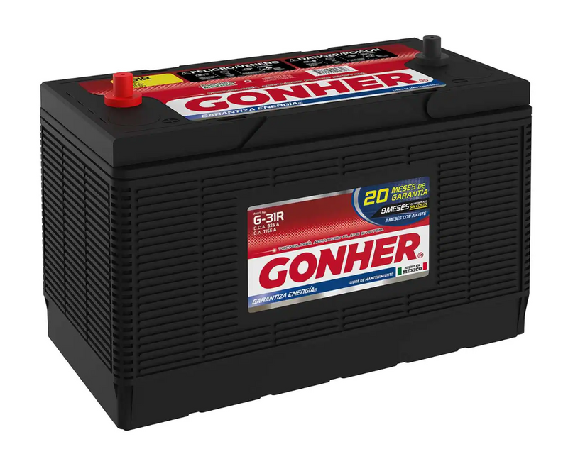 ACUMULADOR "31R" GONHER SERV. PESADO DE 925 AMP. DE ARRANQUE EN FRIO, +/-, DE TORNILLO