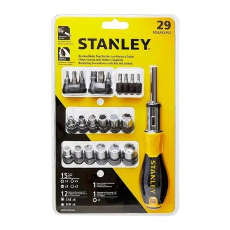 DESARMADOR DE PUNTAS INTERCAMBIABLES STANLEY 29 PIEZAS