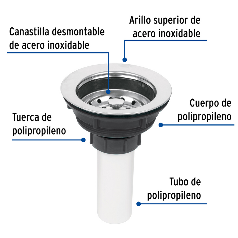 CONTRACANASTA DE PLASTICO CON TUBO DE POLIPROPILENO