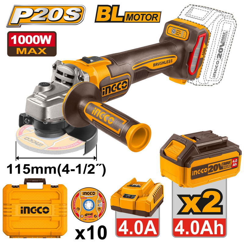 ESMERILADORA INALAMBRICA DE 4 1/2", VELOCIDAD VARIABLE  RPM 5/8"-11UNC