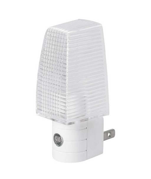 Luz de noche VOLTECK con fotocelda, enchufe blanco y difusor texturizado