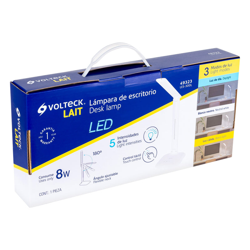 LAMPARA DE LED 8W 5 NIVELES LUZ DEL DIA - NEUTRO - CALIDA PARA ESCRITORIO