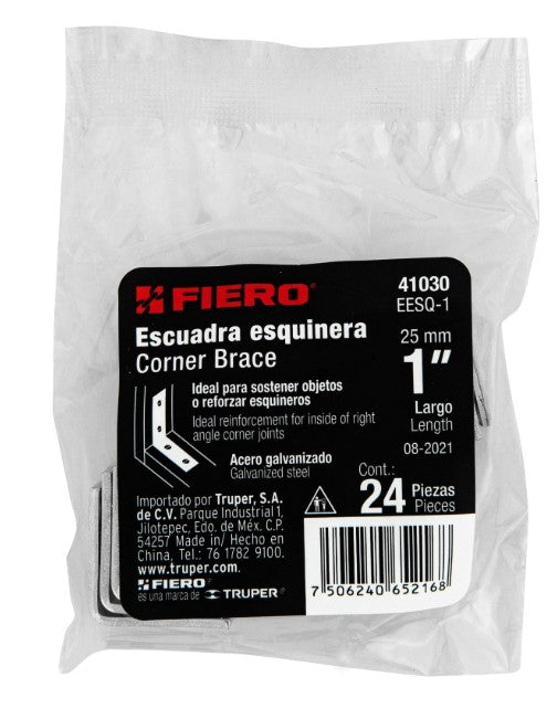 ESCUADRAS ESQUINERAS 1"X 1" 24 PZ FIERO