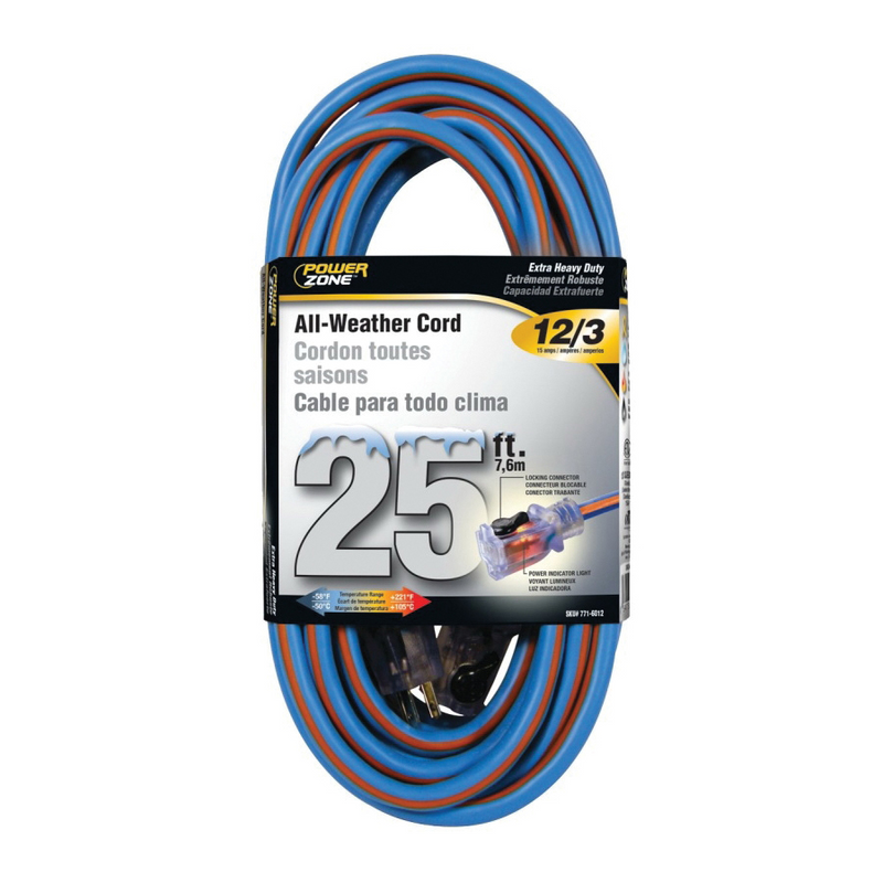 EXTENSION ELECTRICA DE 25 FT CAL. 12/3, POWERZONE