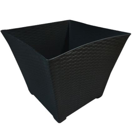 MACETA TIPO RATTAN CUADRADA GDE.  GRIS OXFORD A32