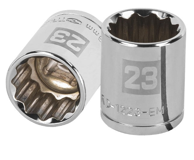 DADO DE 23 mm, CUADRO DE 1/2", 12 PUNTAS, D-1223-EM