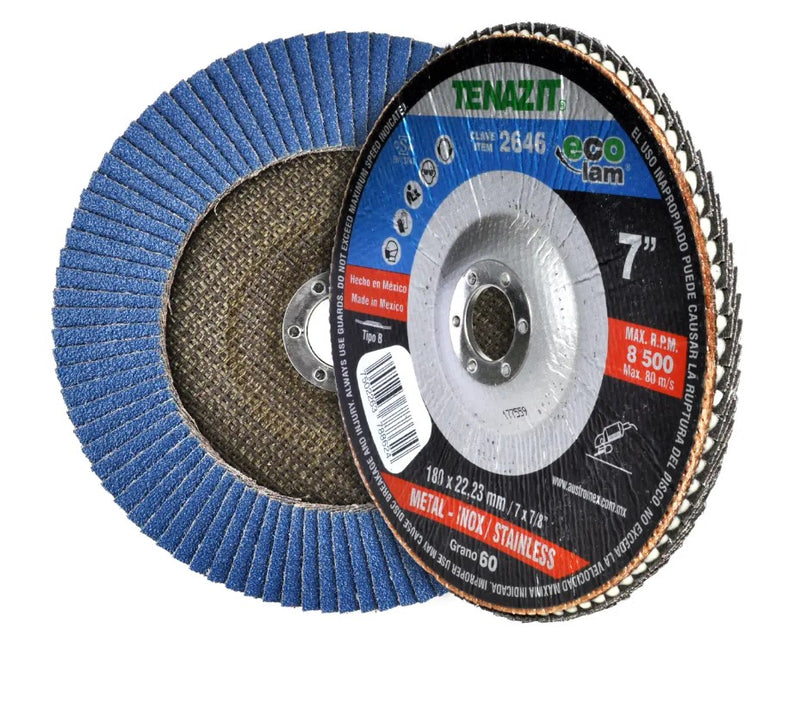 DISCO LAMINADO 7", GRANO 60 180 X 22.23 MM TENAZIT