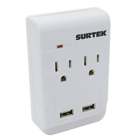 MULTICONTACTO CUADRADO 2 TOMAS + 2 ENTRADAS USB, 127V-15A
