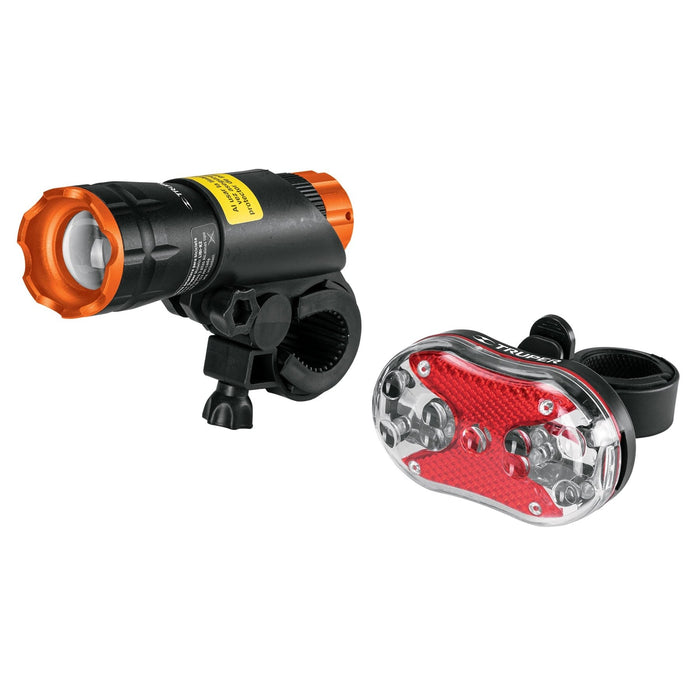 JUEGO DE LUZ DELANTERA Y TRASERA PARA BICICLETA DE BATERIA TRUPER
