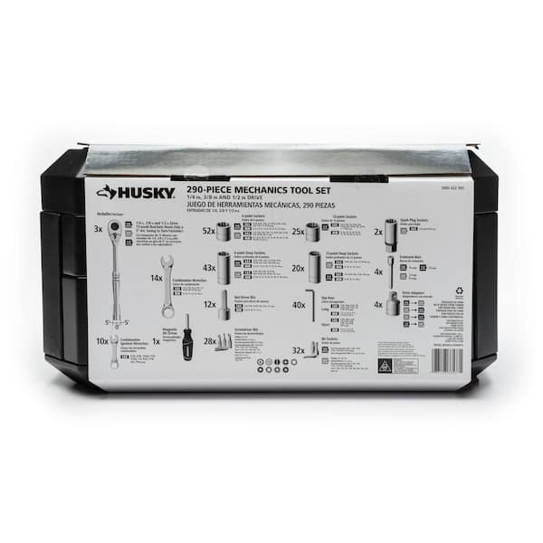 JUEGO DE DADOS HUSKY 290PC  1/4, 3/8, 1/2 " /