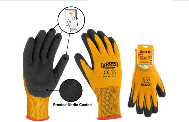 GUANTE DE NITRILO DE NYLON TALLA XL AMARILLO-NEGRO