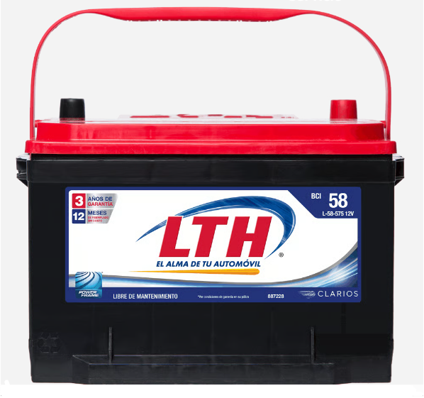 ACUMULADOR "58" LTH DE 575 AMP. DE ARRANQUE EN FRIO, +/-,