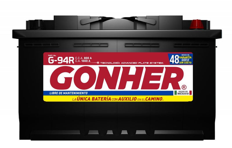 ACUMULADOR "94R" GONHER DE 800 AMP. DE ARRANQUE EN FRIO, -/+