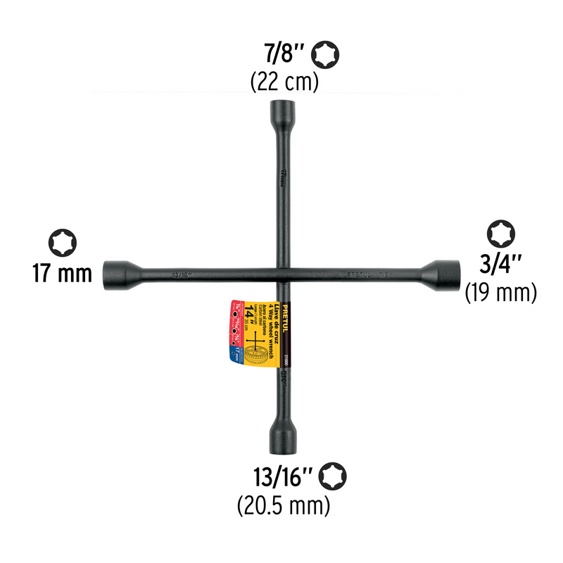 LLAVE DE CRUZ PARA AUTO, 14', PRETUL