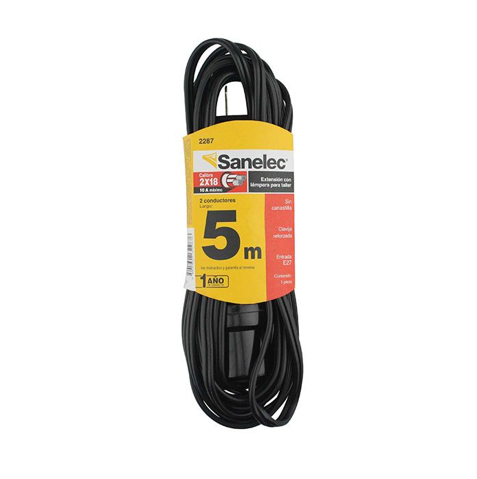 EXTENSION ELECTRICA DE 5 MTS, CON PORTALAMPARA