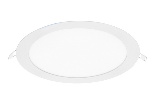 Luminario LED redondo empotrable Volteck, ultradelgado, blanco y con clips laterales.