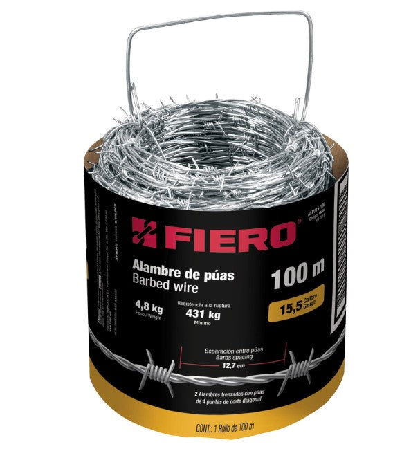 ALAMBRE DE PUAS FIERO 4.8 KG CALIBRE 15.5 100 METROS