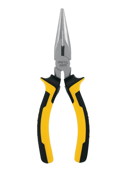 Pinza de punta y corte 6" PRETUL, alicates con puntas largas y mangos Comfort Grip amarillo-negro