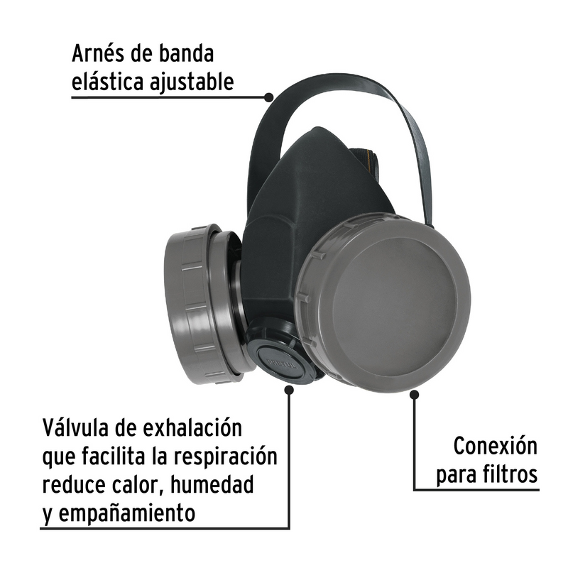 RESPIRADOR SIN CARTUCHO, 2 FILTRO, PRETUL