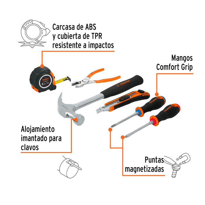 JUEGO DE HERRAMIENTAS MECANICAS, 6 PIEZAS