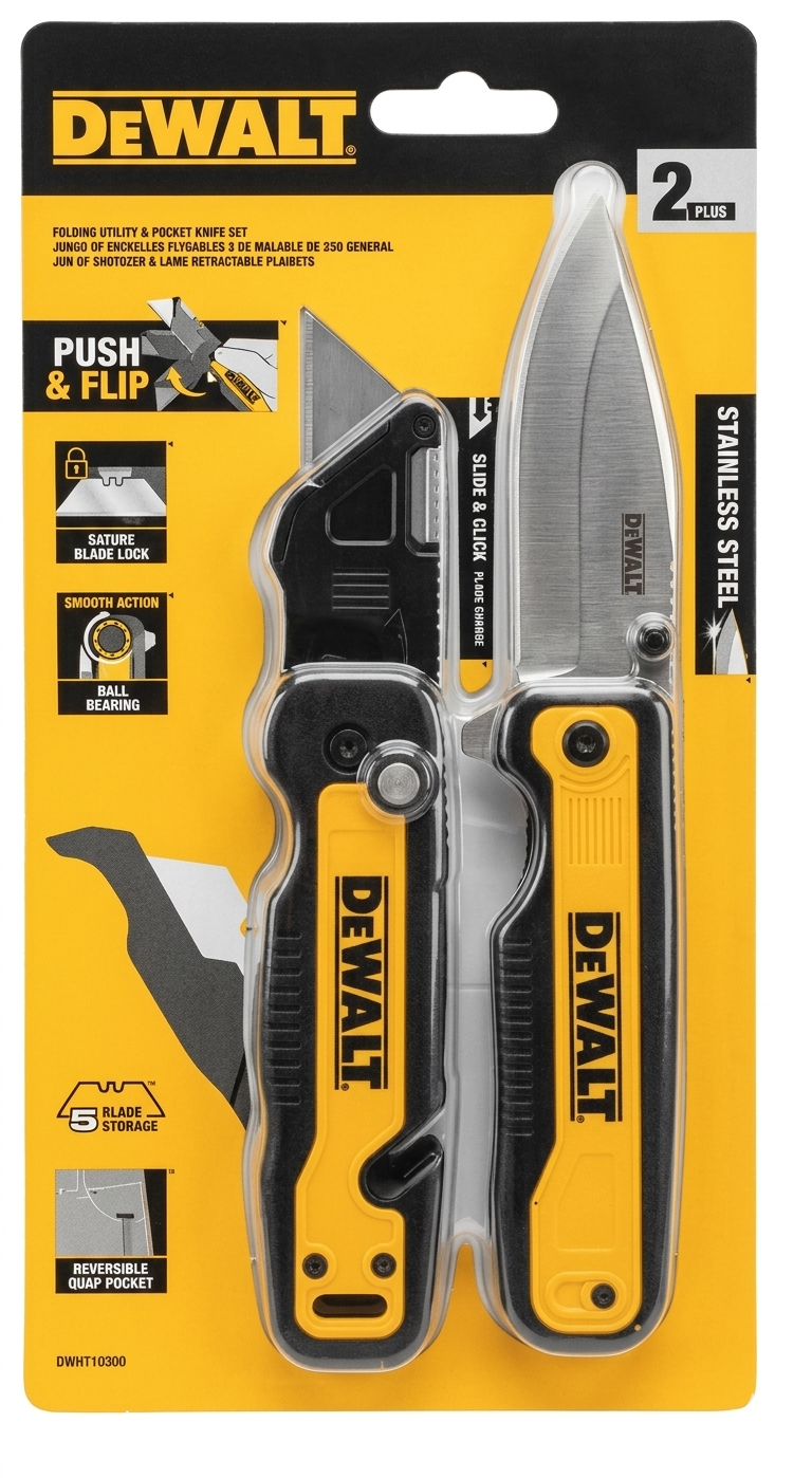 NAVAJA Y CUCHILLO PLEGABLES, 2 PACK, DEWALT