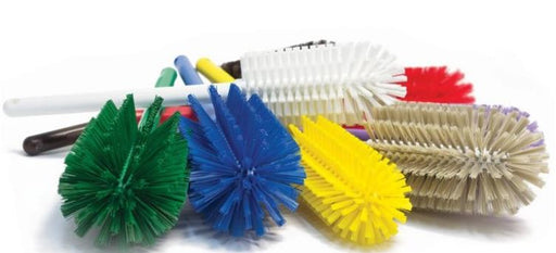 Juego de cepillos para molinos con cerdas plásticas de varios colores y base blanca