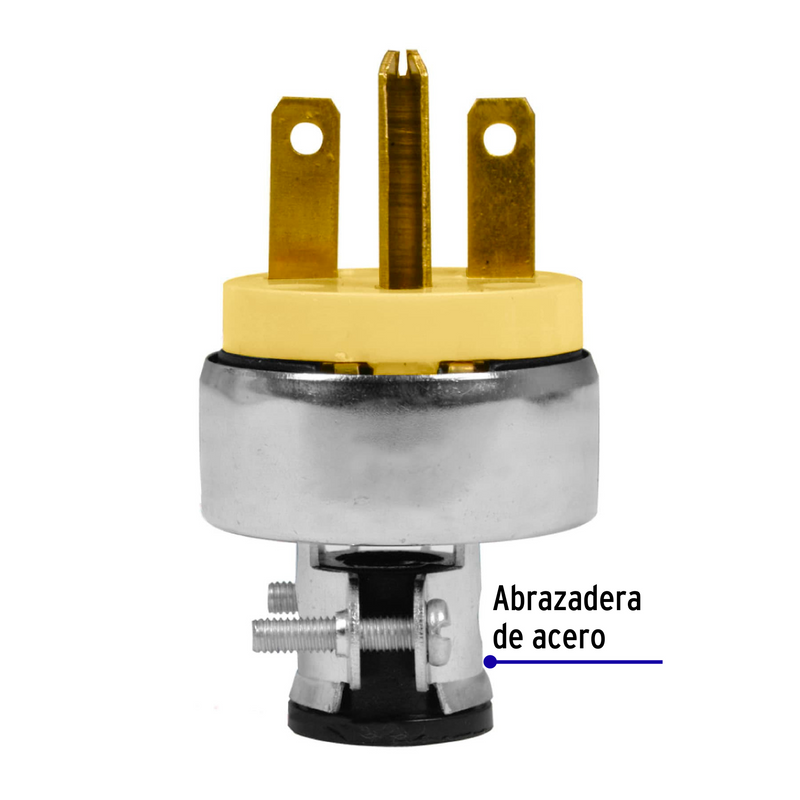 CLAVIJA CARA DE CHINO CON ABRAZADERA METALICA 250V-15A