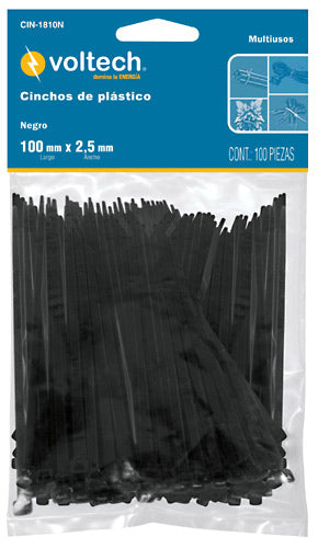 CINCHOS DE PLASTICO, 10 CM, 18 LBS, NEGRO