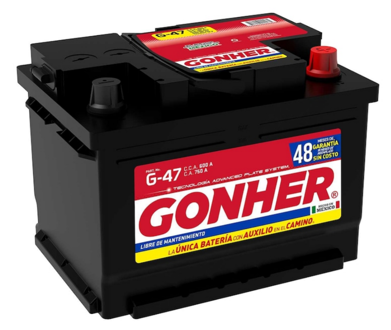 ACUMULADOR "47" GONHER DE 550 AMP. DE ARRANQUE EN FRIO, -/+