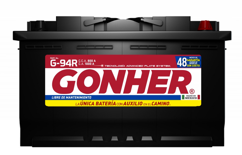 ACUMULADOR "94R" GONHER DE 800 AMP. DE ARRANQUE EN FRIO, -/+