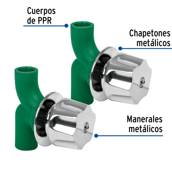 JUEGO DE LLAVES DE EMPOTRAR PPR 1/2" CON MANERAL